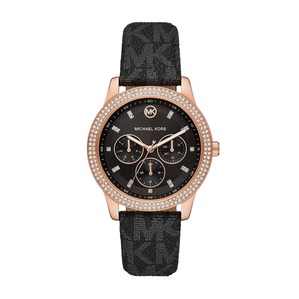 Michael Kors Tibby Multifunction Black PVC Watch 💖🖤⏱️