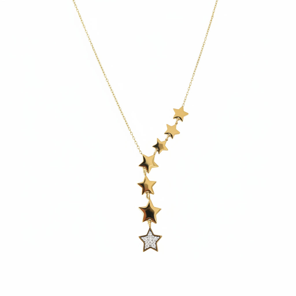 Celestial Cascade Gold Star Drop Necklace ✨🌟💫