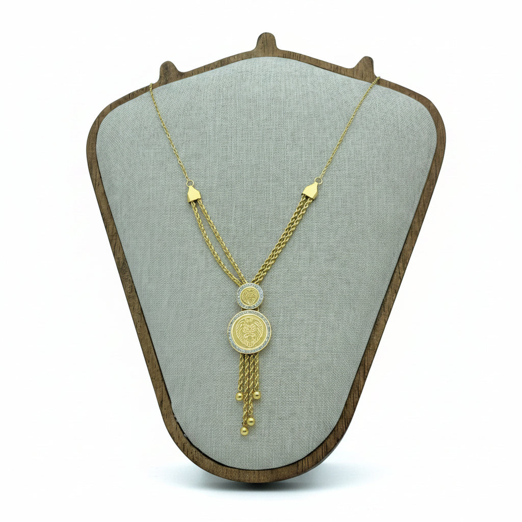 Gold Lion Medallion Bolo Tie Style Necklace 🦁✨💛