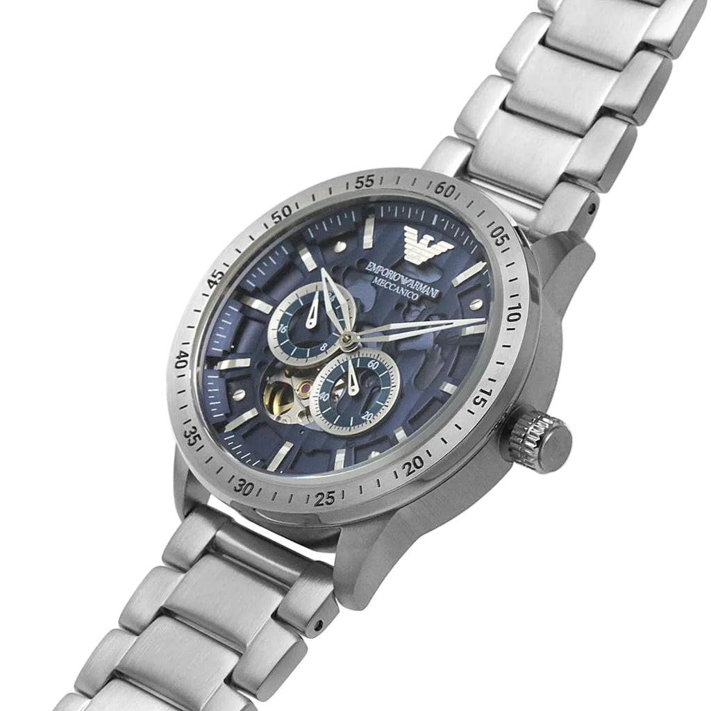 Emporio Armani Meccanico Men's Automatic Blue Skeleton Dial Watch 💙⚙️🦅