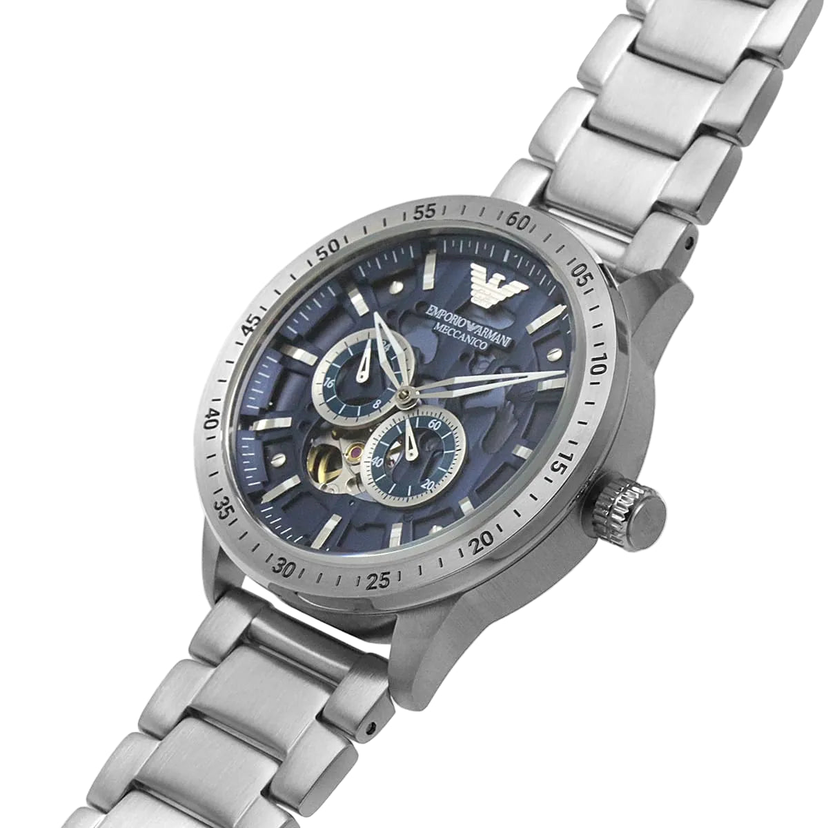 Emporio Armani Meccanico Men's Automatic Blue Skeleton Dial Watch 💙⚙️🦅