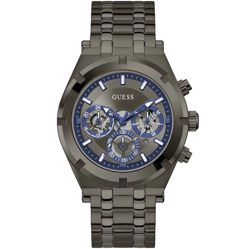 GUESS Men's Multi-Function Watch: Gunmetal Blue & Grey 🌑🔷⚙️