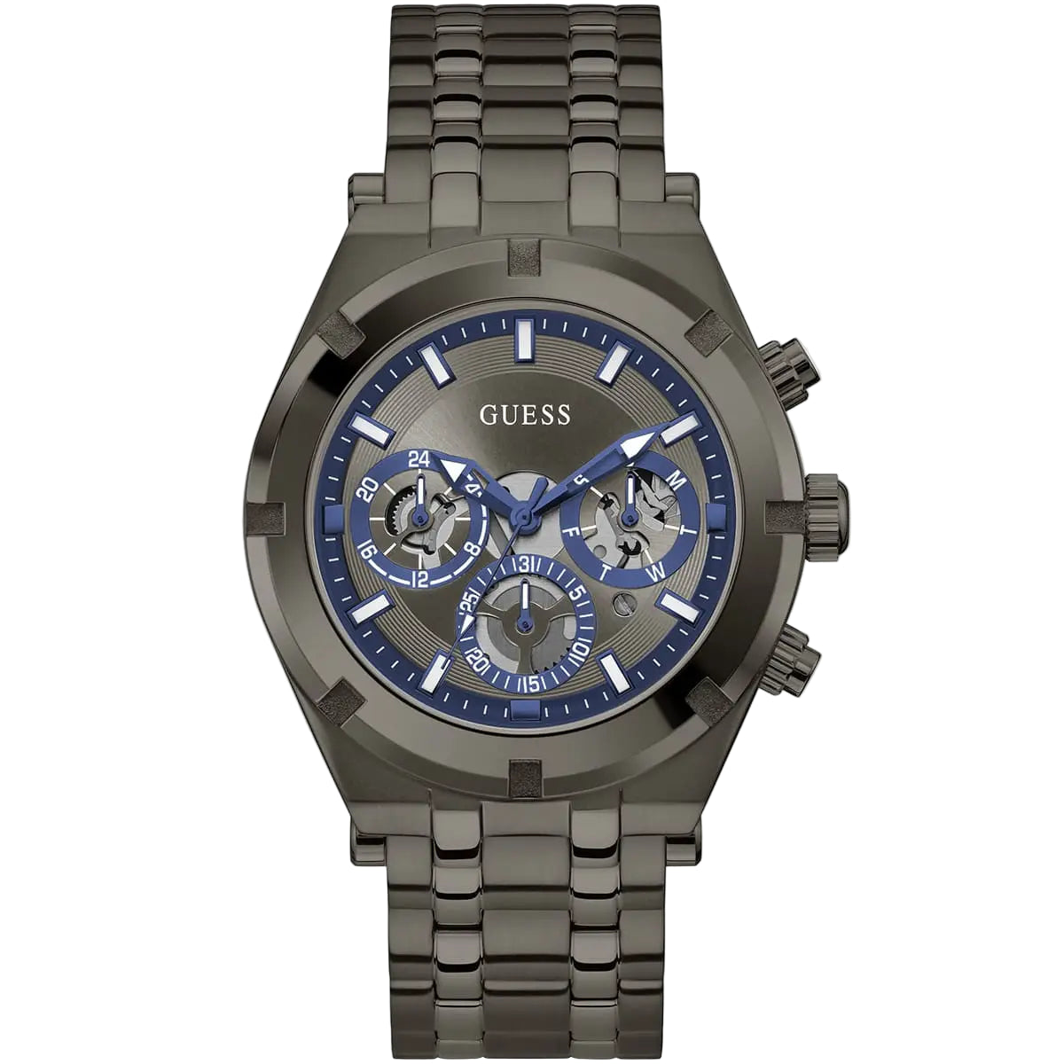 GUESS Men's Multi-Function Watch: Gunmetal Blue & Grey 🌑🔷⚙️