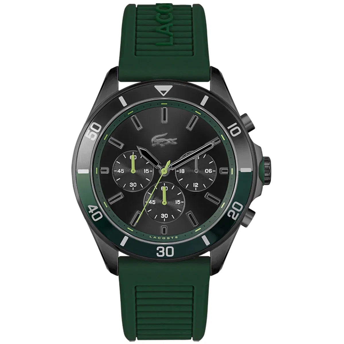 Lacoste Men's Green Silicone Strap Chronograph Watch 🐊⌚️🌲
