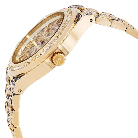 Michael Kors Women's Runway Gold-Tone Leopard Crystal Pave Watch 🐆💎👑