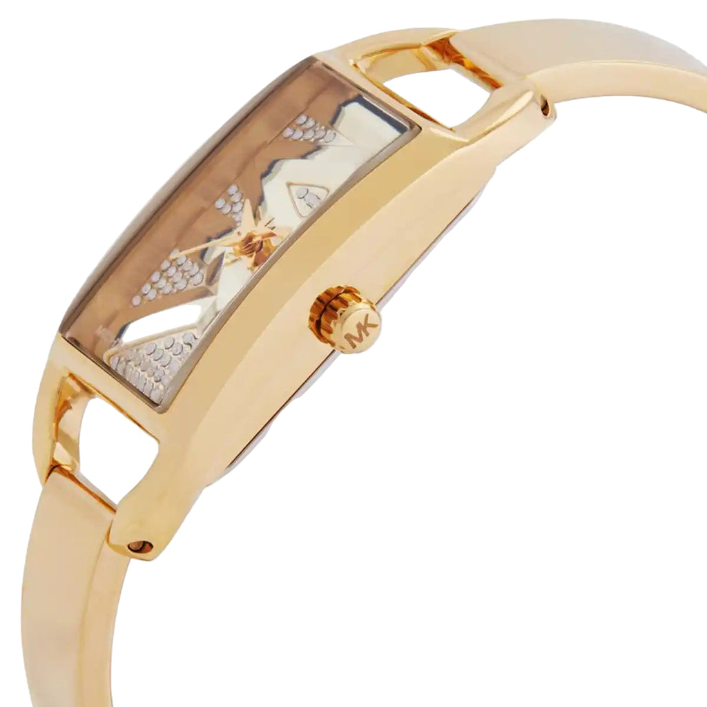 Michael Kors Women's Gold-Tone Rectangle MK Logo Pave Bracelet Watch 💛💎👑