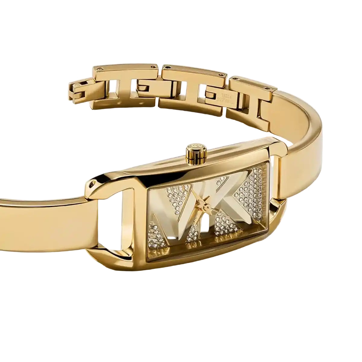 Michael Kors Women's Gold-Tone Rectangle MK Logo Pave Bracelet Watch 💛💎👑