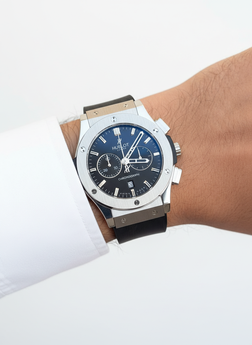 Hublot Men's Silver, Black & Gold Watch ⌚✨🖤