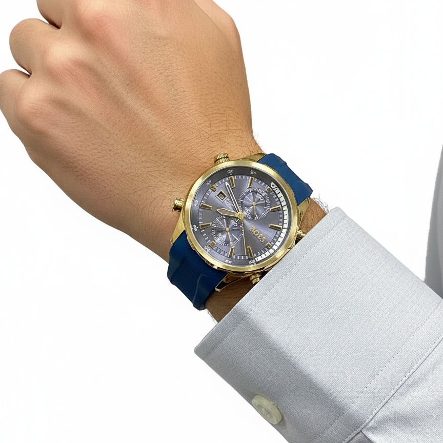 BOSS Gold and Blue Chronograph Sport Watch ⌚✨💙