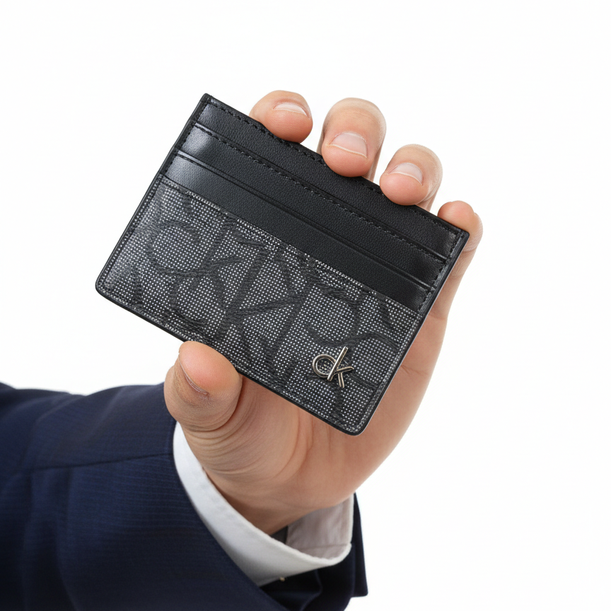 Calvin Klein Men's Black Leather Card Wallet 🖤👨💳