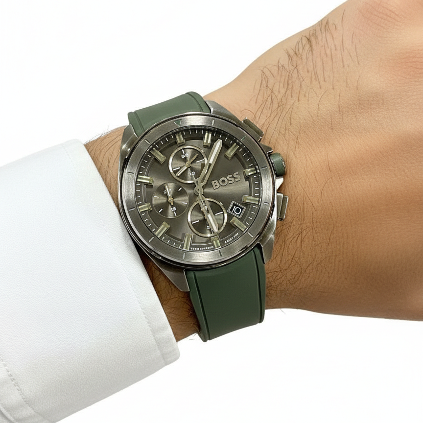 BOSS Volane Chronograph Olive Green Watch ⌚️🌿🌪️
