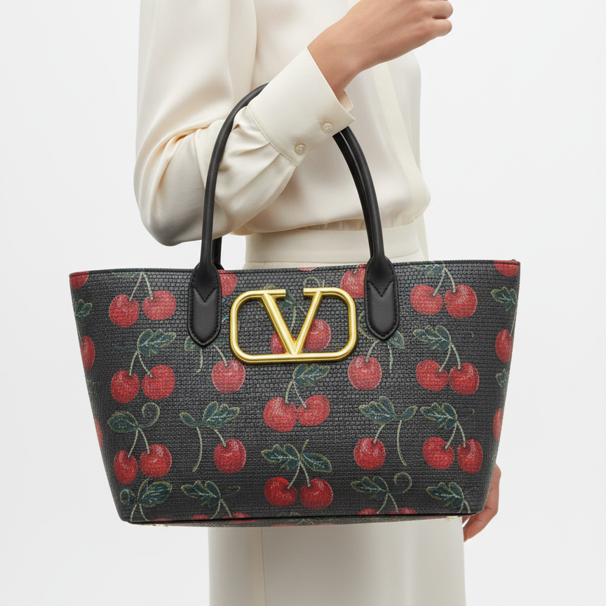Valentino Garavani VLogo Signature Cherry Print Tote 🍒👜✨