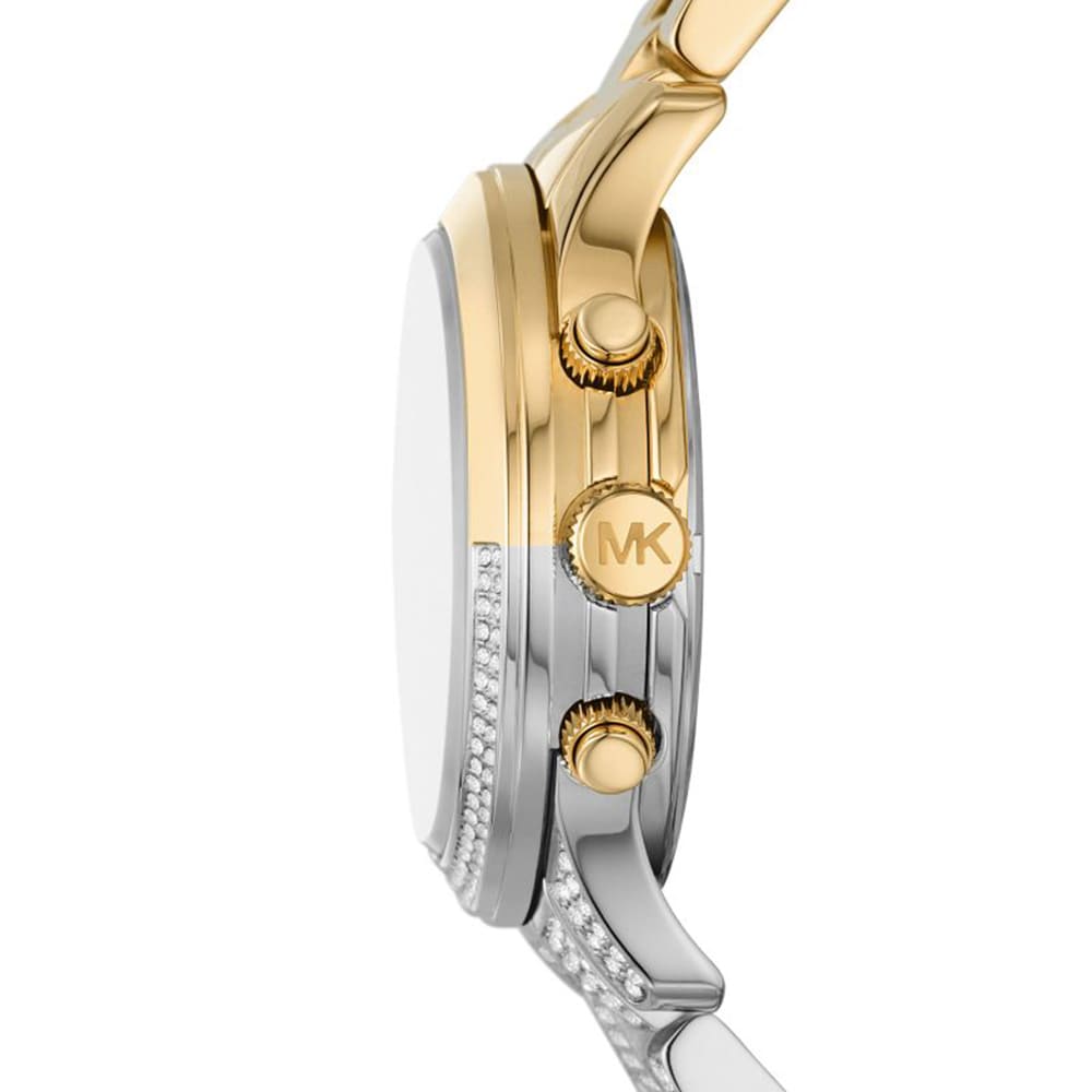 Michael Kors Women's Chronograph Crystal Pave Gold-Tone & Silver Watch ⌚💎👑
