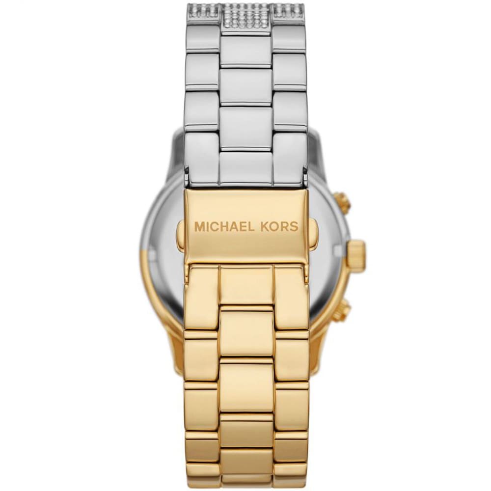 Michael Kors Women's Chronograph Crystal Pave Gold-Tone & Silver Watch ⌚💎👑