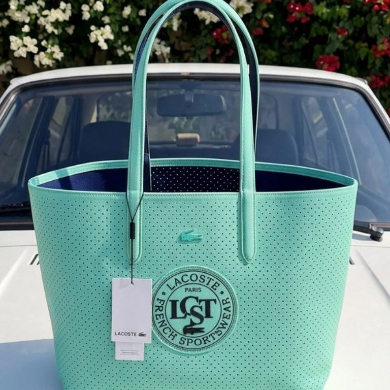 Lacoste Mirror Bag + Pouch: Reversible Leather Tote 🐊