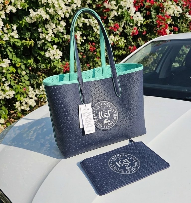 Lacoste Mirror Bag + Pouch: Reversible Leather Tote 🐊