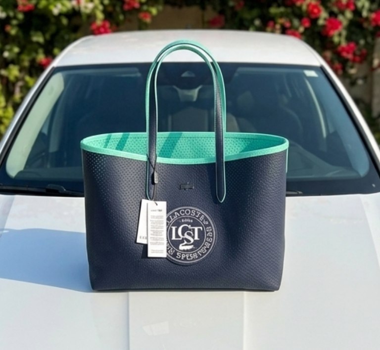 Lacoste Mirror Bag + Pouch: Reversible Leather Tote 🐊