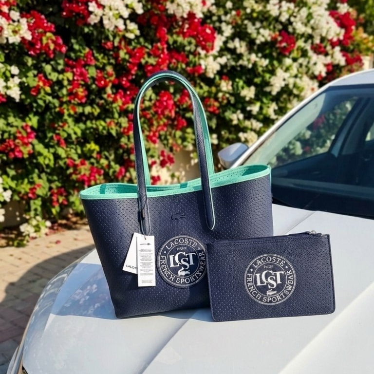 Lacoste Mirror Bag + Pouch: Reversible Leather Tote 🐊