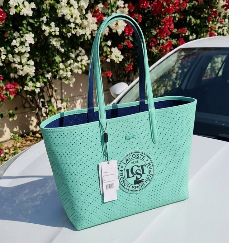 Lacoste Mirror Bag + Pouch: Reversible Leather Tote 🐊