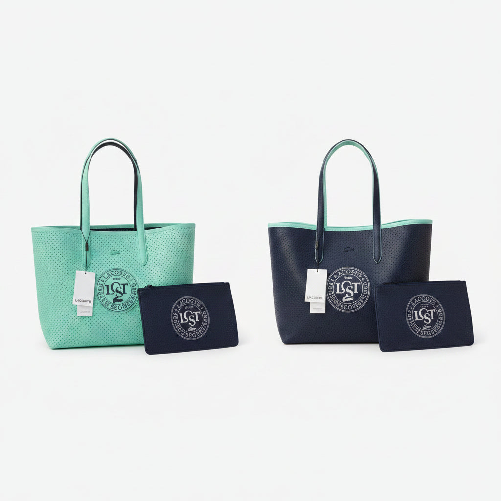 Lacoste Mirror Bag + Pouch: Reversible Leather Tote 🐊