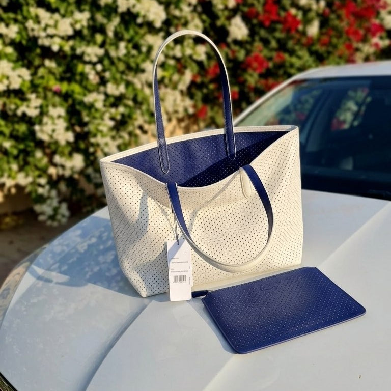 Lacoste Mirror Bag + Pouch: Reversible Leather Tote 🐊