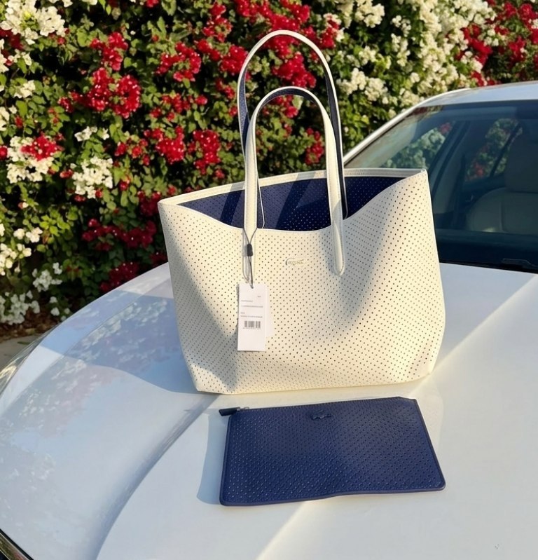 Lacoste Mirror Bag + Pouch: Reversible Leather Tote 🐊