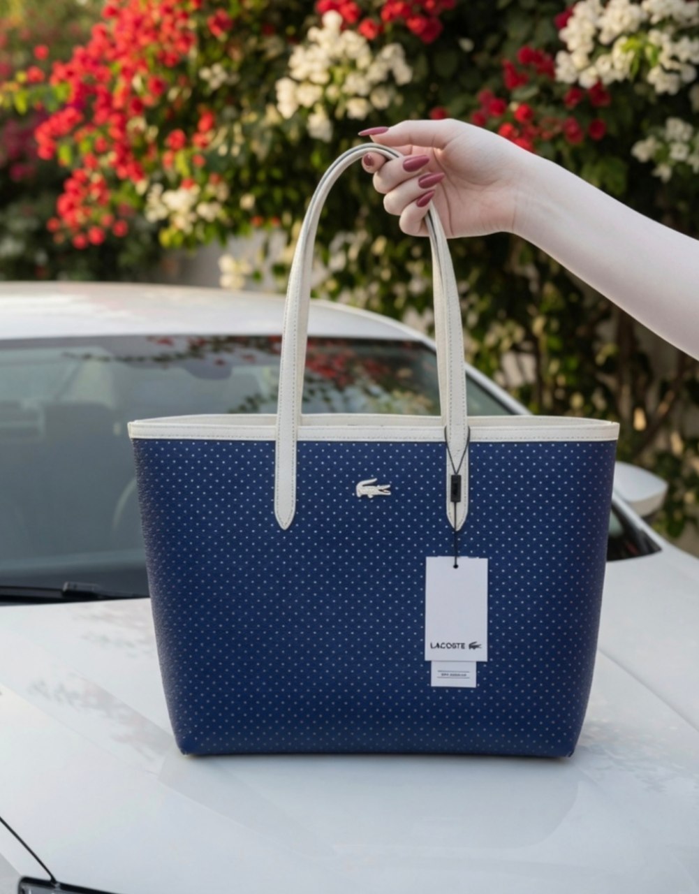Lacoste Mirror Bag + Pouch: Reversible Leather Tote 🐊