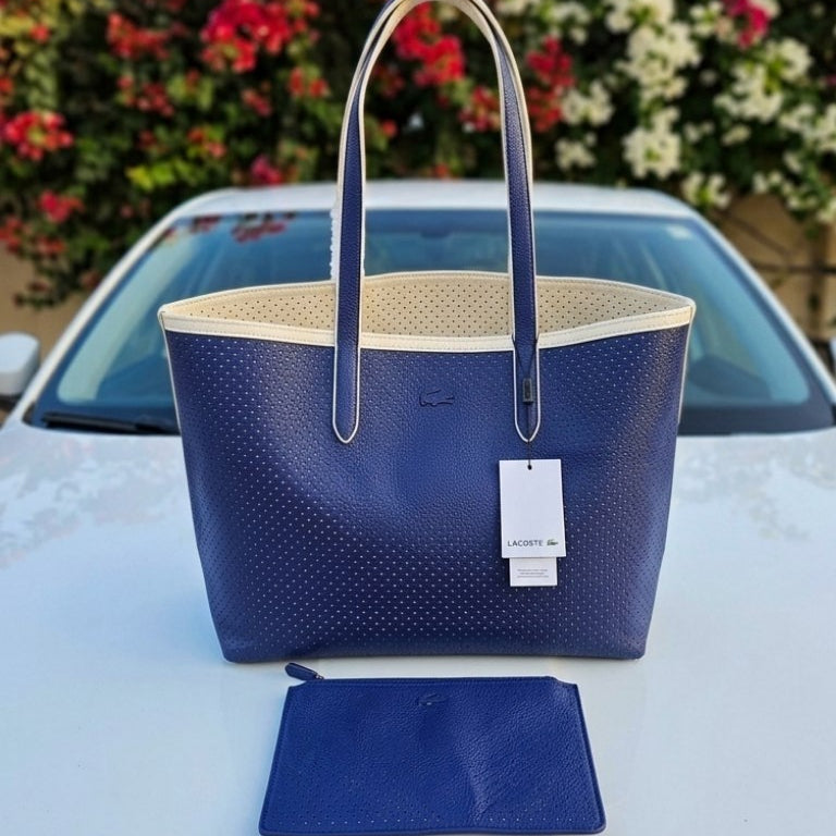 Lacoste Mirror Bag + Pouch: Reversible Leather Tote 🐊