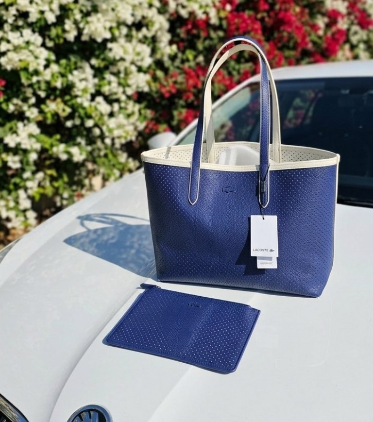 Lacoste Mirror Bag + Pouch: Reversible Leather Tote 🐊