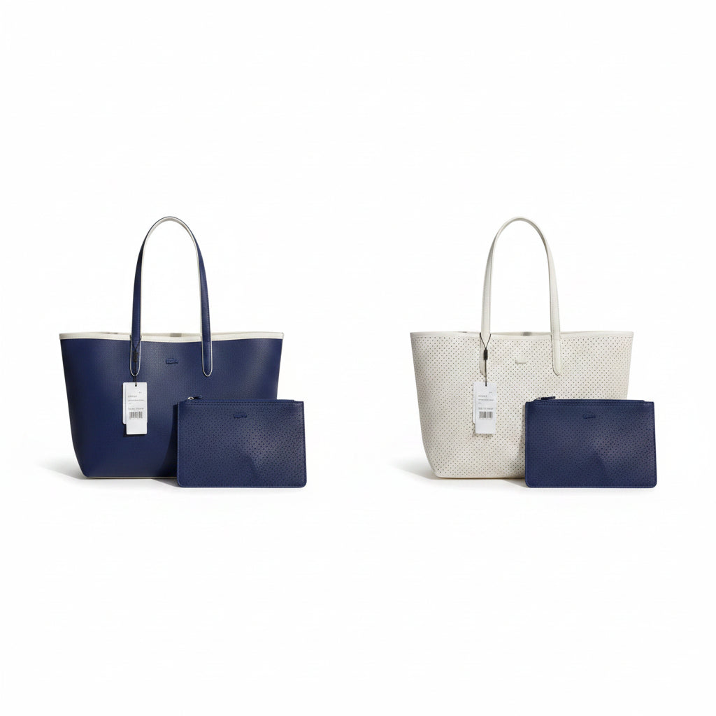 Lacoste Mirror Bag + Pouch: Reversible Leather Tote 🐊