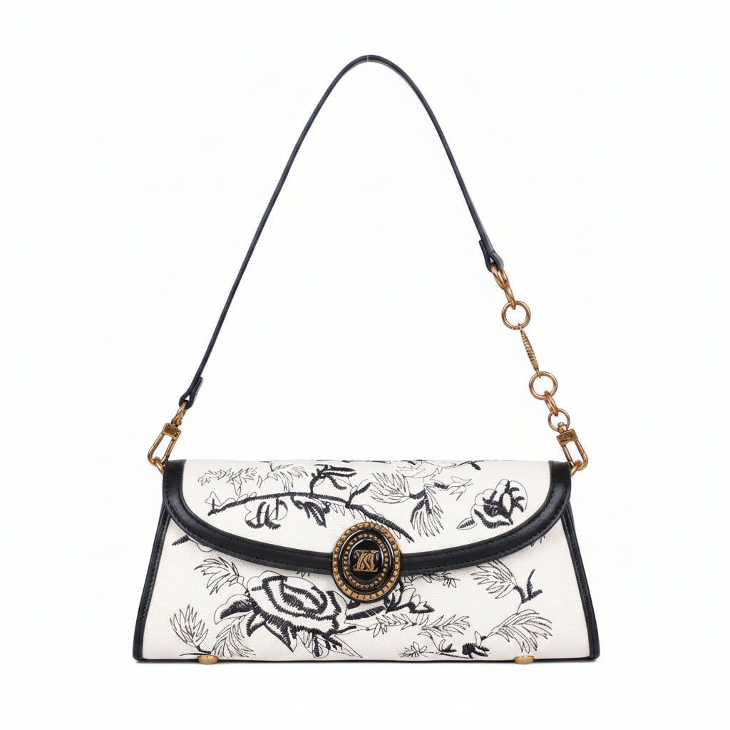 BANEVANE White Floral Shoulder Bag 👜🖤