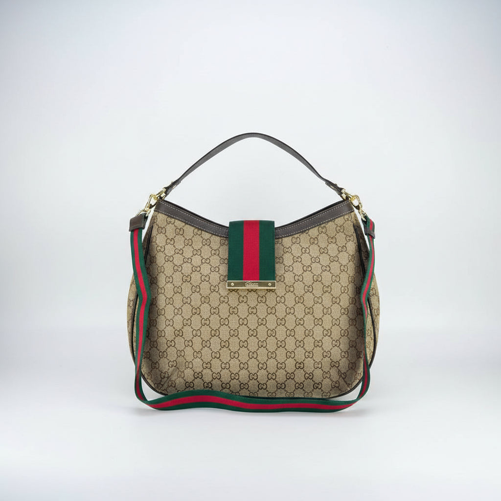 Gucci Monogram Web Stripe Shoulder Bag with Gold Hardware 👜✨