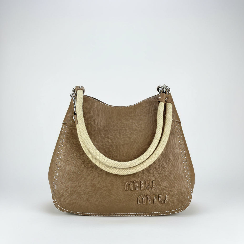 Miu Miu Rope Handle Leather Handbag in Earthy Tones 👜✨