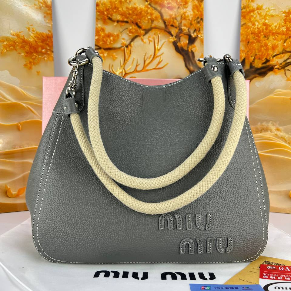 Miu Miu Rope Handle Leather Handbag in Earthy Tones 👜✨