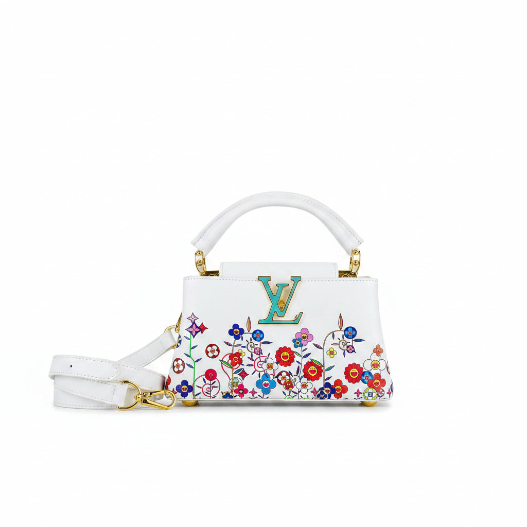 Louis Vuitton Floral Print Handbag with Gold Hardware 🌸👜