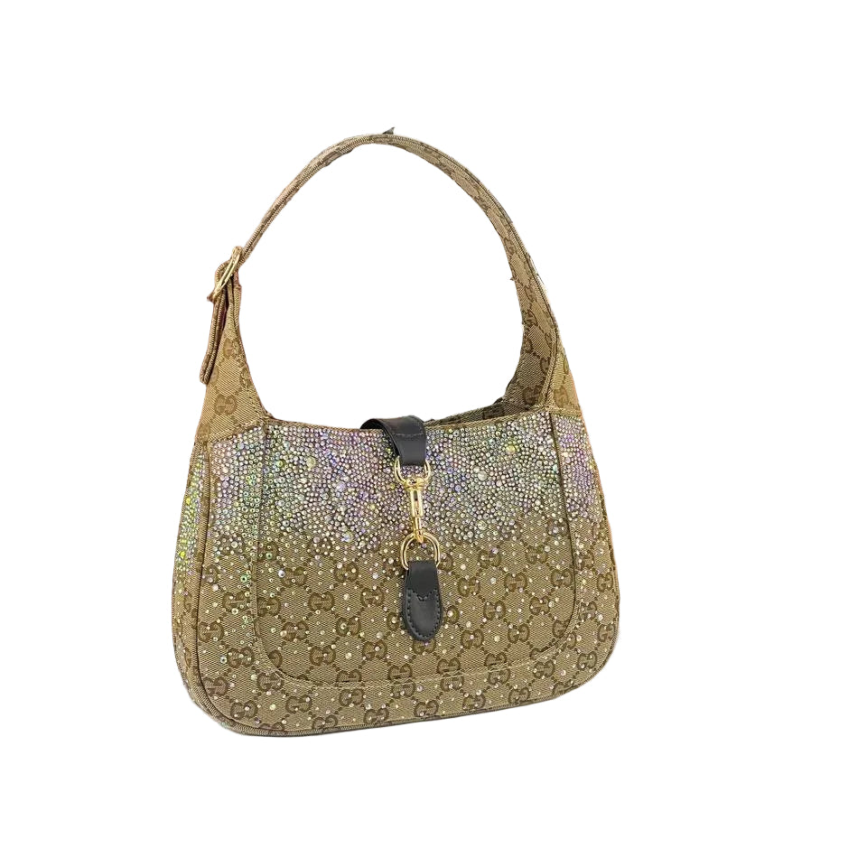 Gucci Crystal Monogram Canvas Bag in Beige and Brown ✨👜