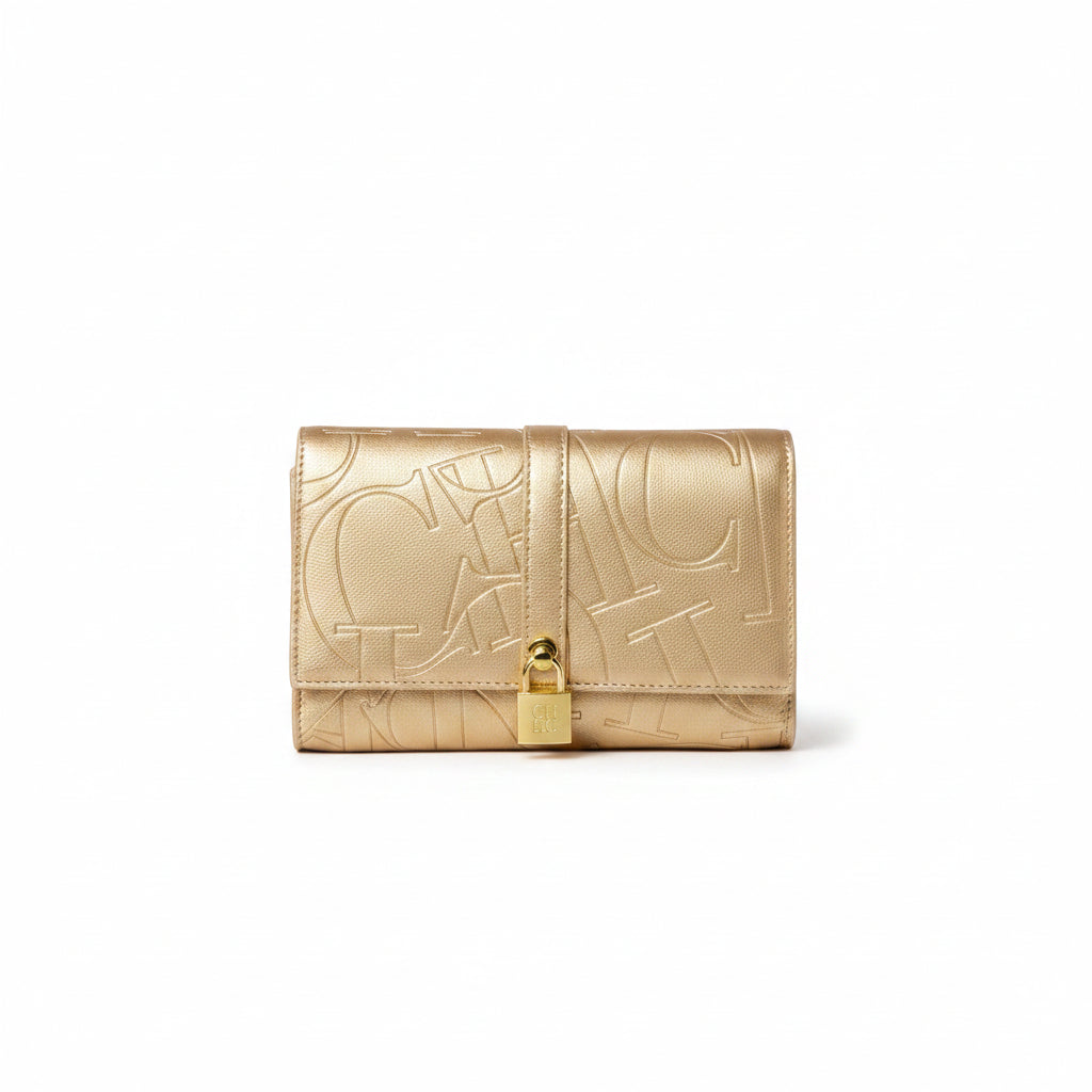 C.H Embossed Logo Chain Bag with Gold-Tone Hardware