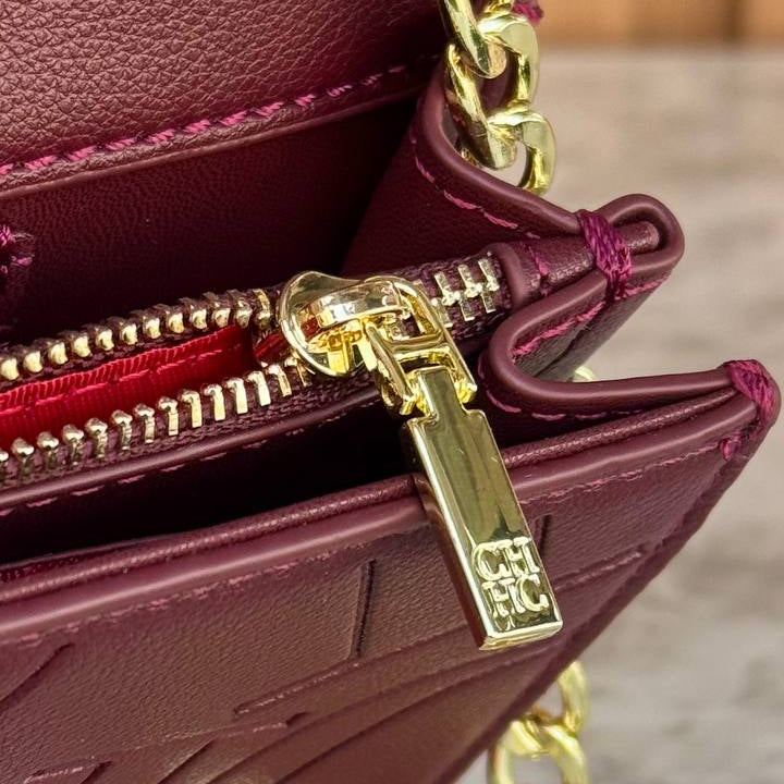 C.H Embossed Logo Chain Bag with Gold-Tone Hardware
