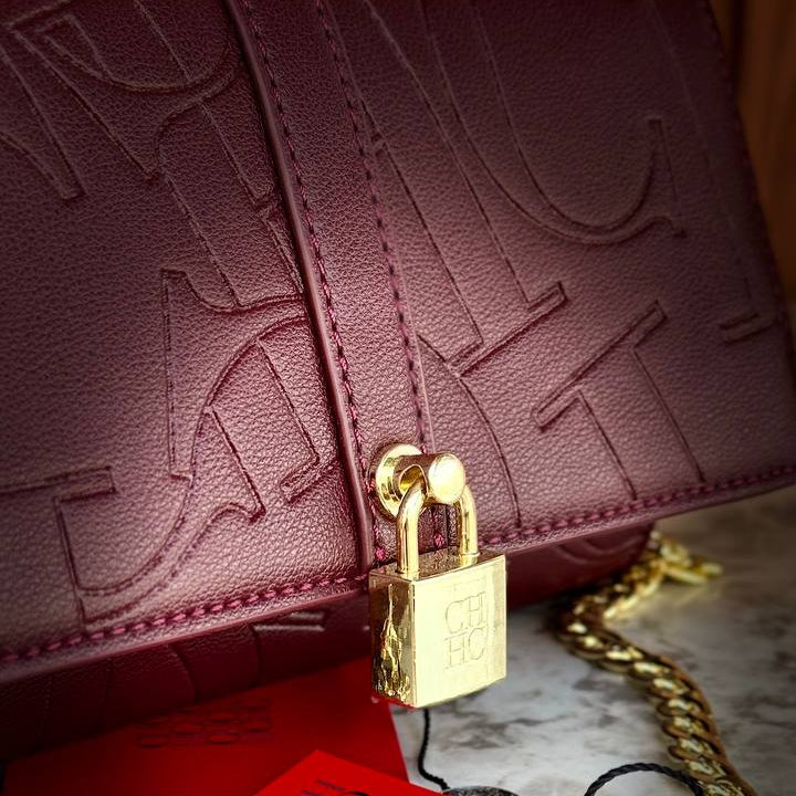 C.H Embossed Logo Chain Bag with Gold-Tone Hardware