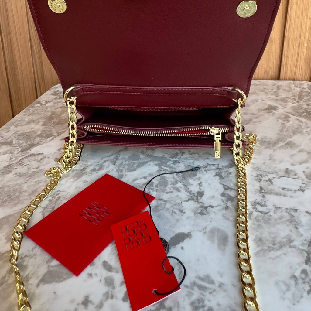 C.H Embossed Logo Chain Bag with Gold-Tone Hardware