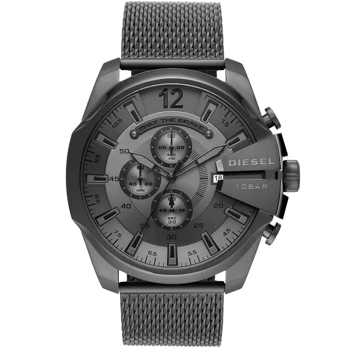 Diesel Only The Brave Grey Chronograph Mesh Watch