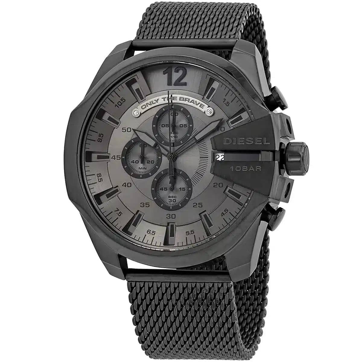 Diesel Only The Brave Grey Chronograph Mesh Watch