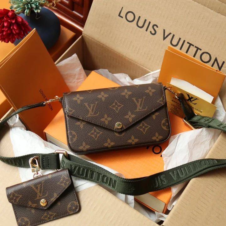 Louis Vuitton Monogram Felicie Strap & Go with Pink Canvas Strap 👜✨🌸