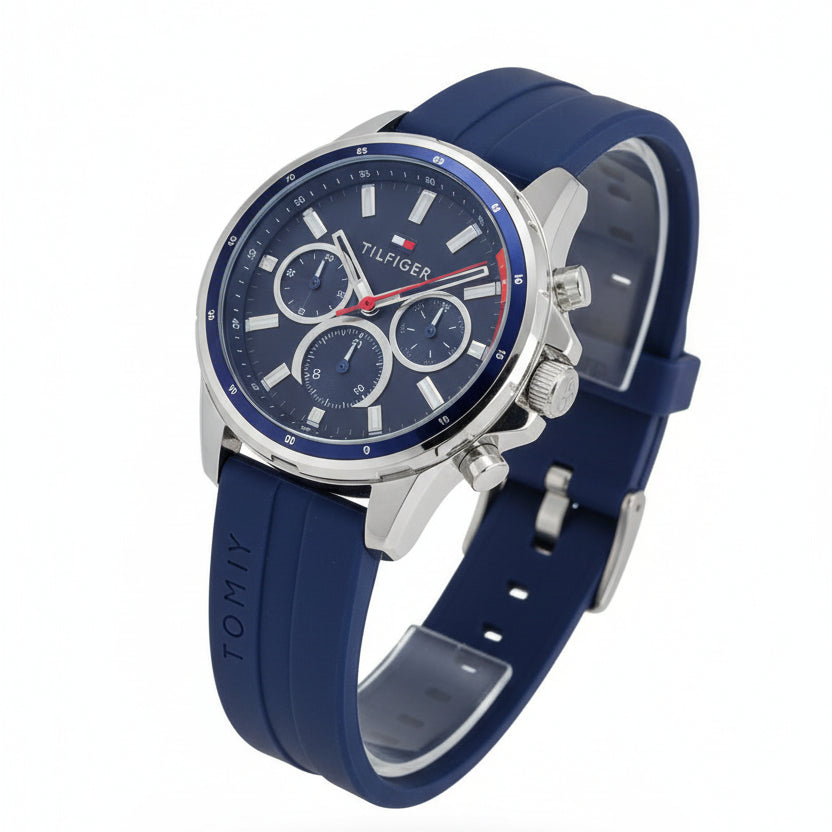 Tommy Hilfiger Blue Rubber & Steel Watch ⌚💙