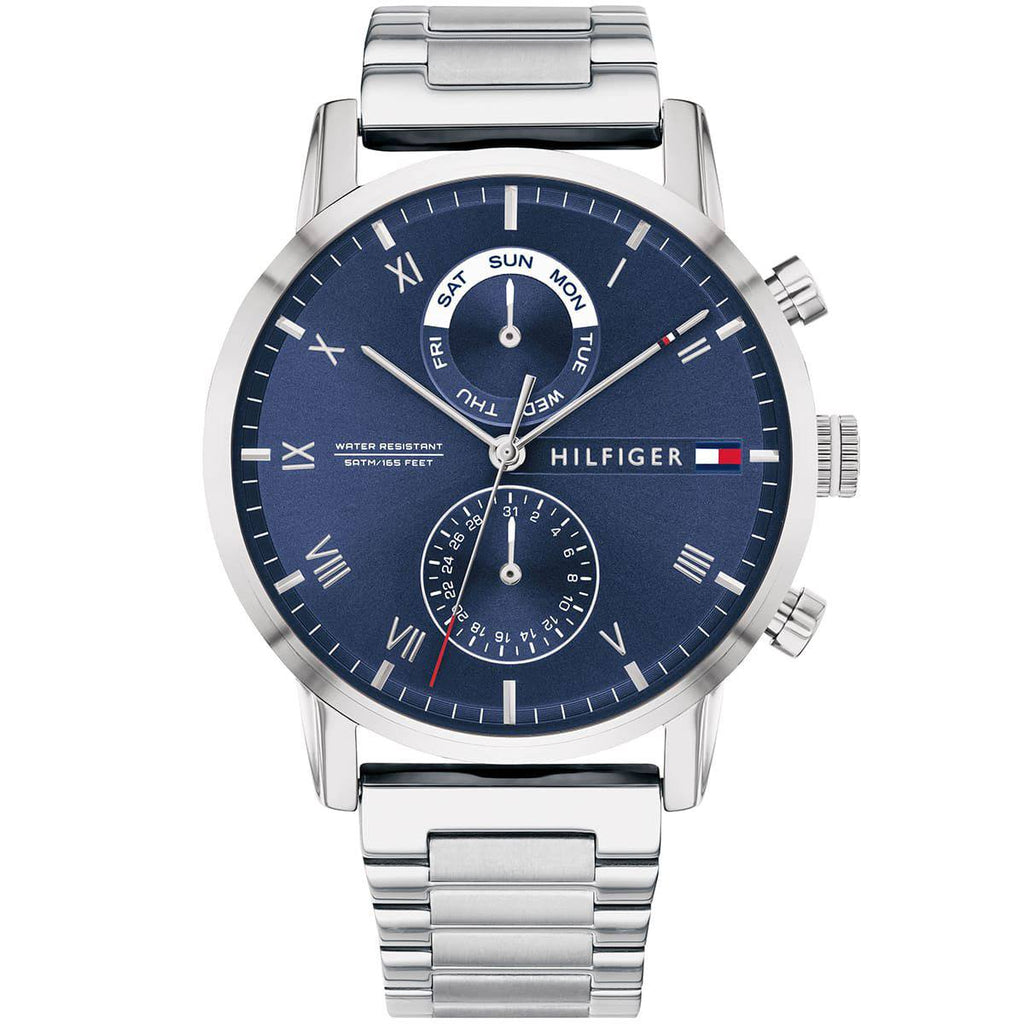 Tommy Hilfiger Silver & Blue Stainless Steel Men's Watch ⌚💙