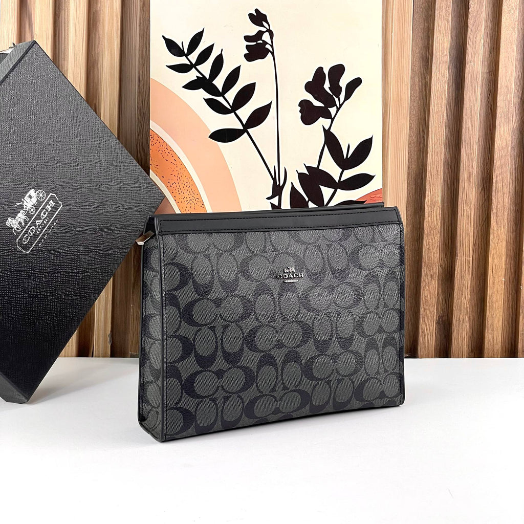 Coach Signature Canvas Toiletry Travel Pouch 💼🤎✨