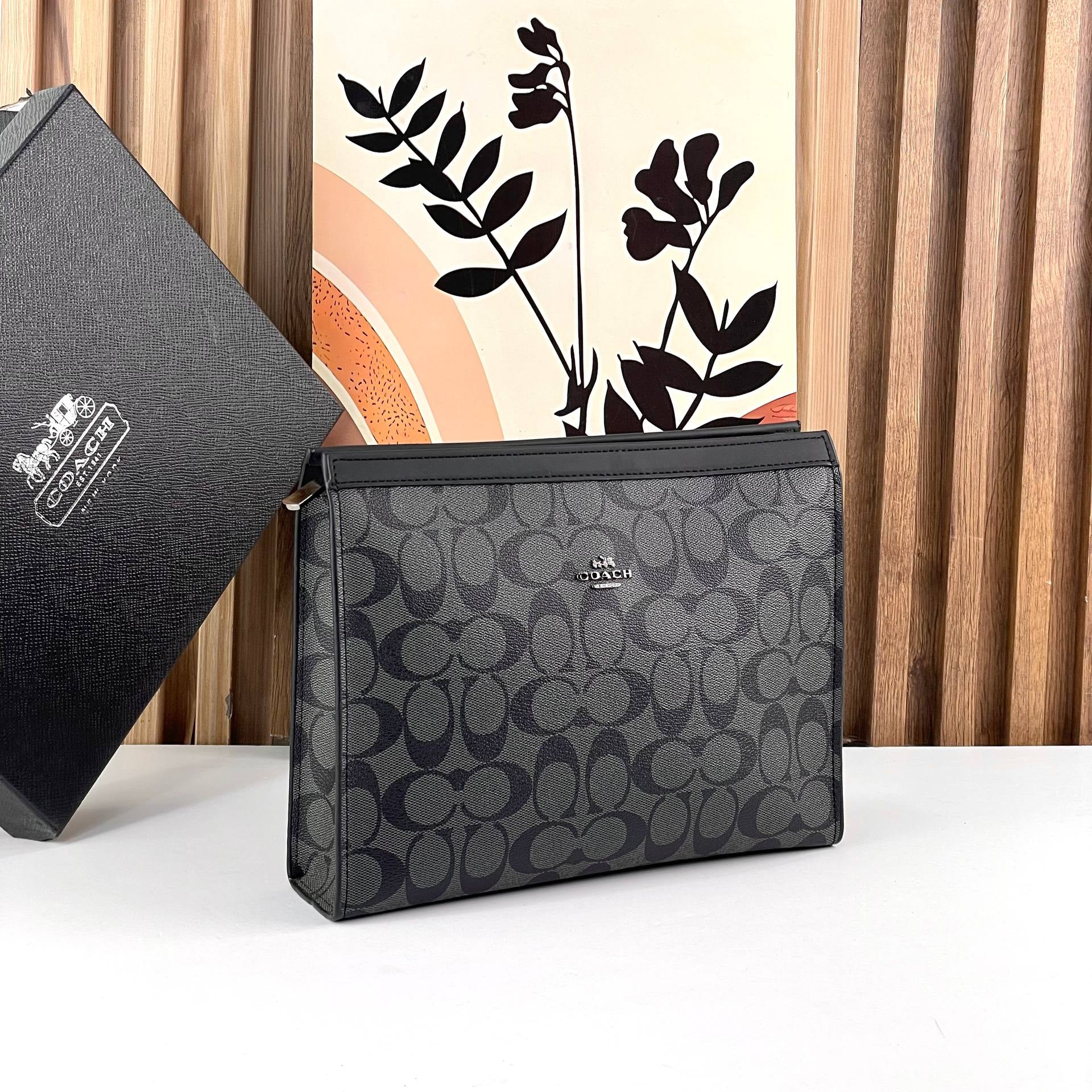 Coach Signature Canvas Toiletry Travel Pouch 💼🤎✨