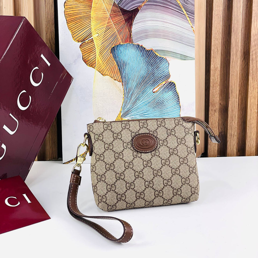 Gucci GG Supreme Canvas Messenger Bag with Leather Interlocking G Logo 👜 🟤 ✨
