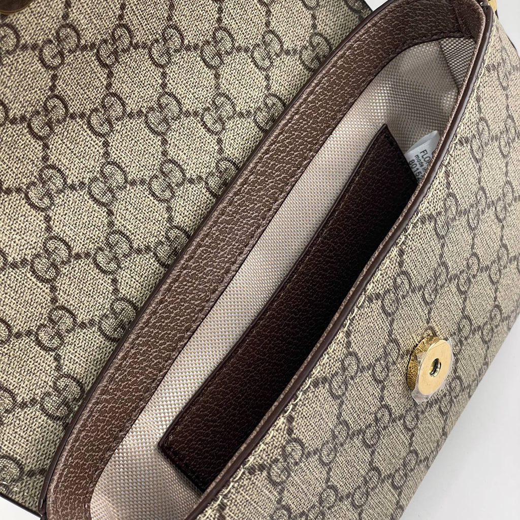 Gucci GG Supreme Canvas Messenger Bag with Leather Interlocking G Logo 👜 🟤 ✨