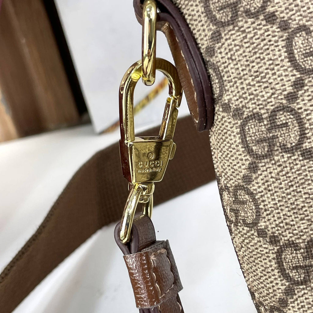 Gucci GG Supreme Canvas Messenger Bag with Leather Interlocking G Logo 👜 🟤 ✨
